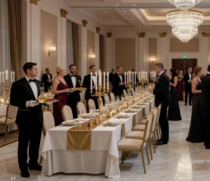 Gala jubileuszowa firmy w Warszawie z elegancką sceną i oświetleniem