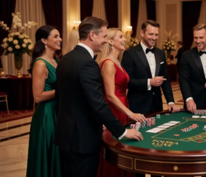 Mozaika zdjęć z eleganckich eventów firmowych, gal i wieczorów pokerowych