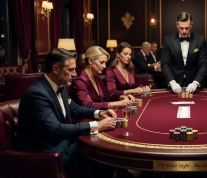 Elegancki event pokerowy dla klientów VIP z profesjonalnymi stołami i obsługą