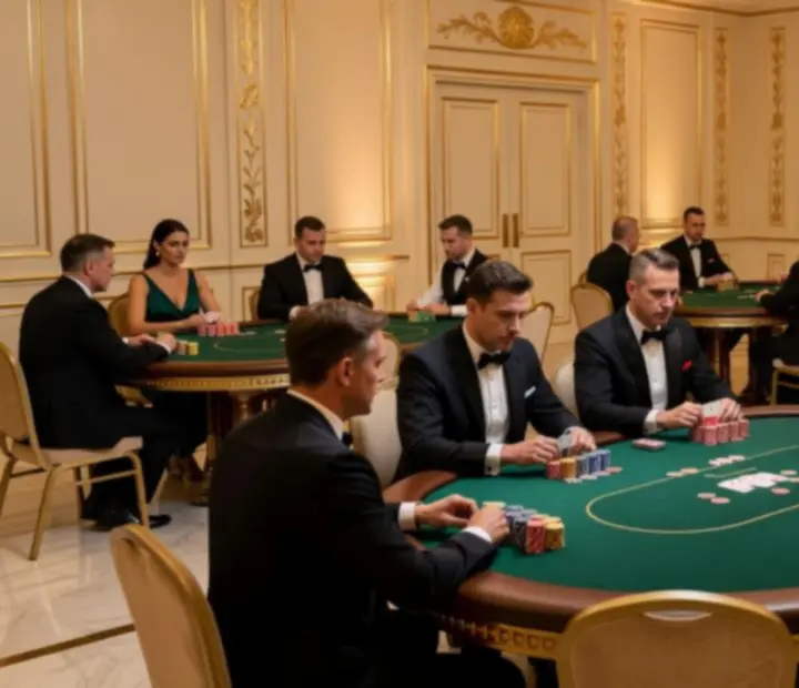 Profesjonalny turniej pokerowy offline z gośćmi przy stołach