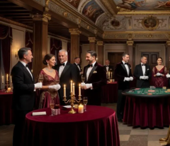 Ekskluzywna gala nocna w zamku z elegancką oprawą świetlną
